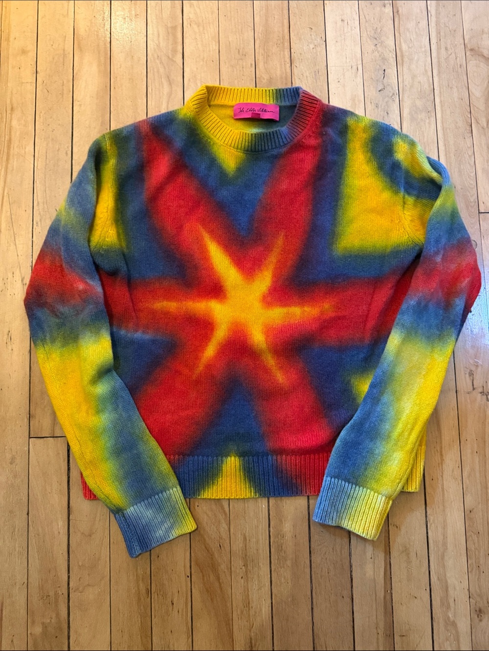 The Elder Statesman Men's Multicolor Star Tie-Dye Crewneck Sweater XS